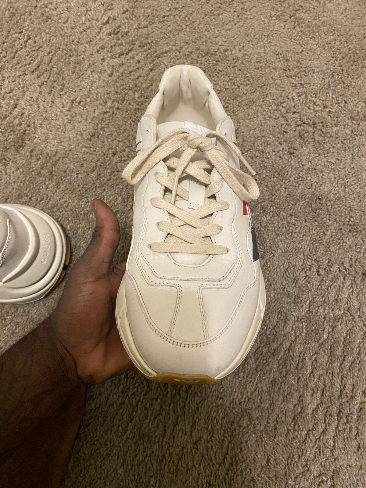 Gucci Gucci Men's White Leather Rhyton Sneaker Size US 10.5 / EU 43-44 - 5 Thumbnail
