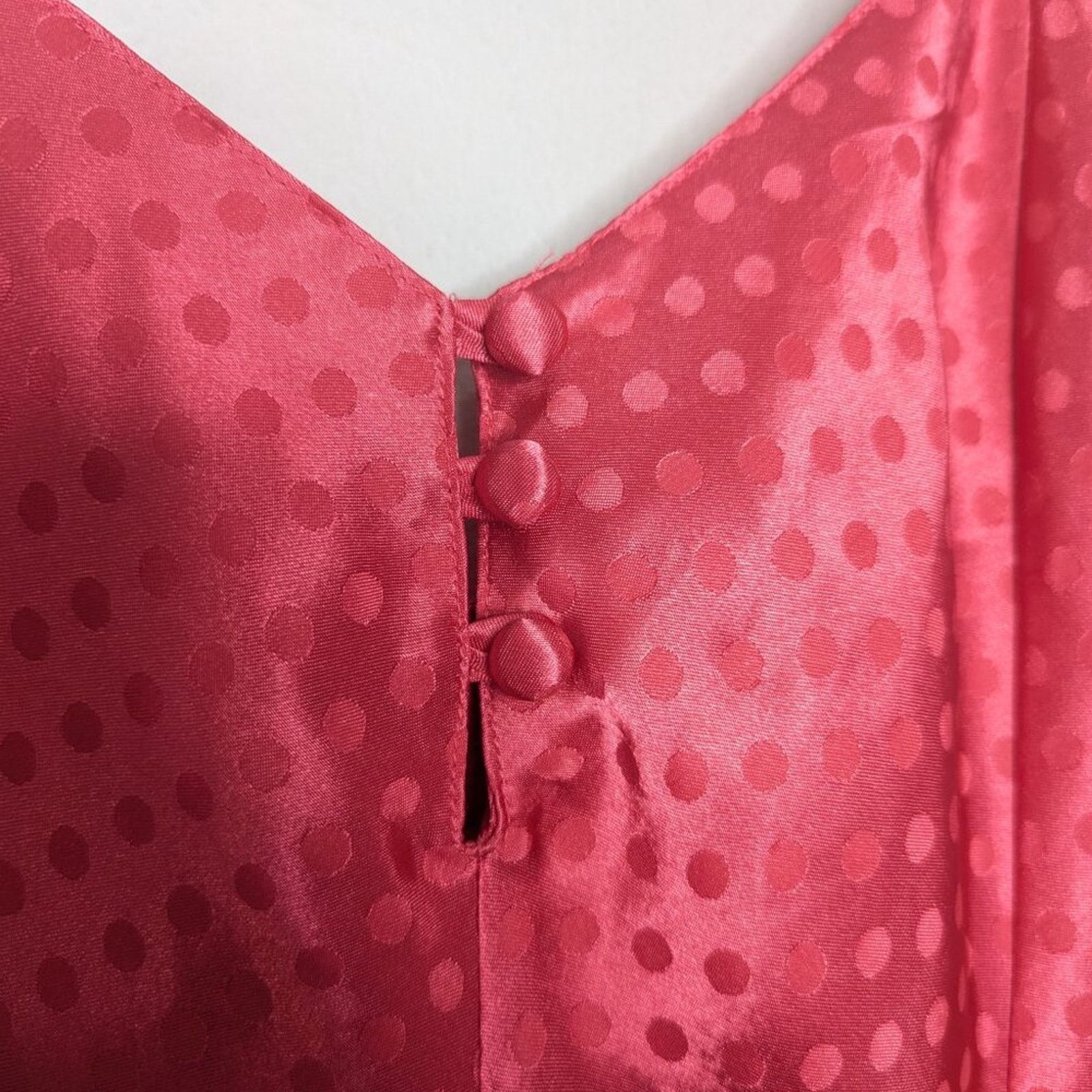 Vintage Vintage Pink Polka Dot Pattern Satin Slip Dress Buttons Size L / US 10 / IT 46 - 6 Thumbnail