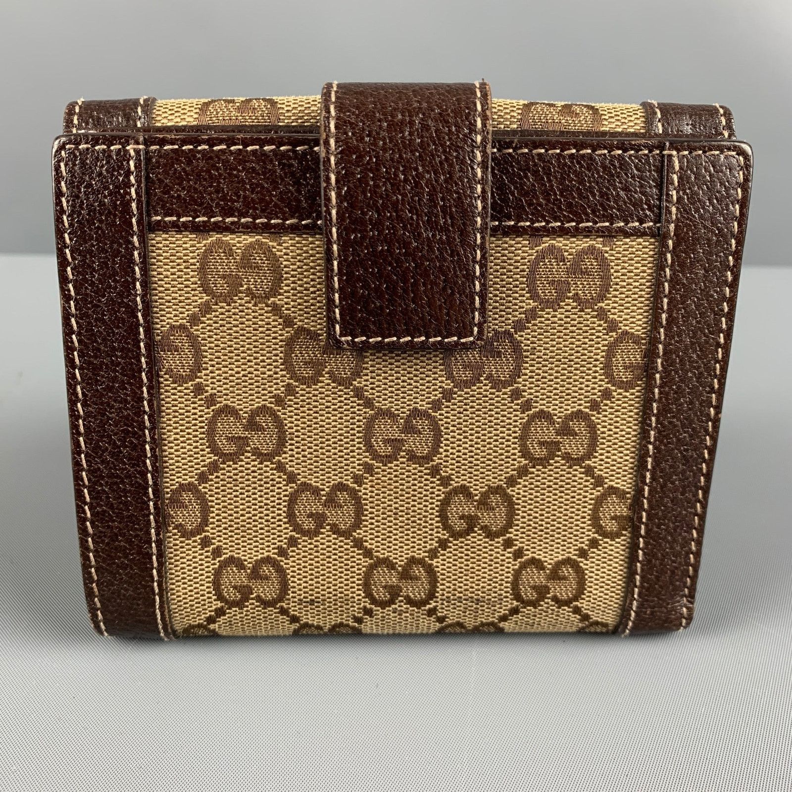 Gucci GUCCI Walet Brown Beige Monogram Canvas Leather Size ONE SIZE - 2 Thumbnail