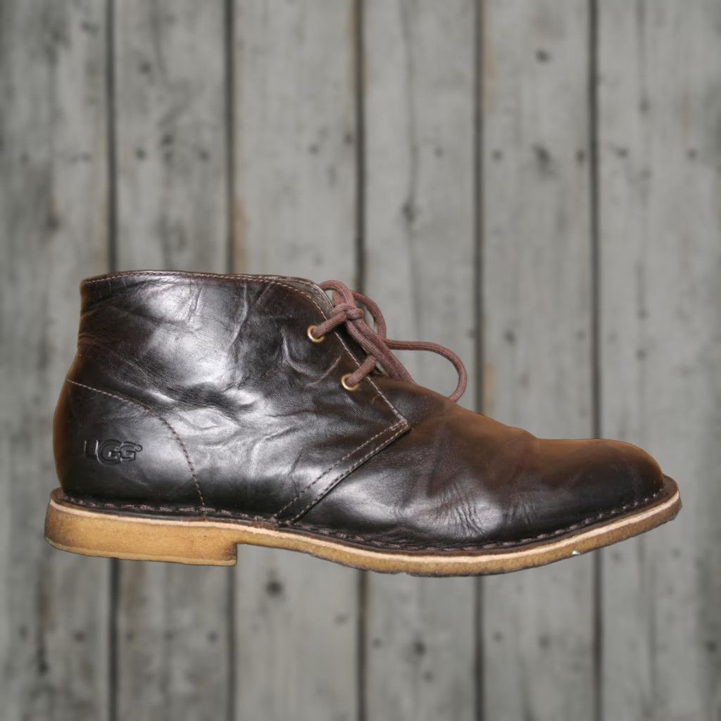 Ugg UGG Leighton Brown Leather Crepe Sole Chukka Boots Men's 11.5 Sz. 11.5 Leather Chukka Boots Mens Brown UGG Leighton Boots Size US 12 / EU 45 - 1 Thumbnail