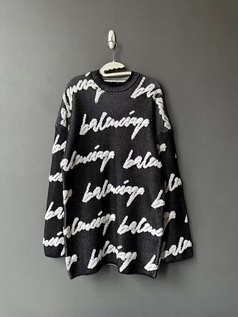 Balenciaga Balenciaga Black and white grass writing bullet screen swe Size US XS / EU 42 / 0 - 1 Thumbnail