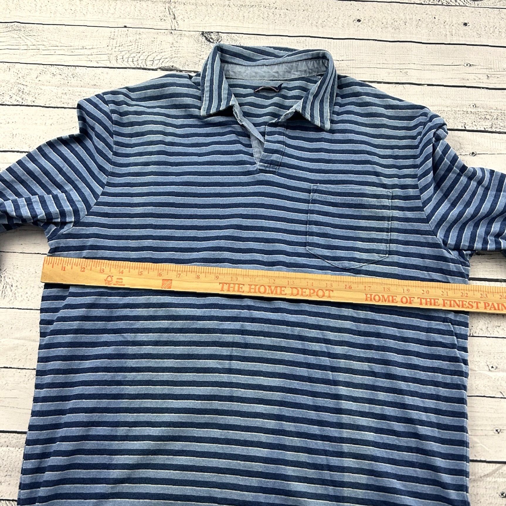 johnnie-O johnnie-O Striped Long Sleeve Button-Up Pocket Rugby Shirt Mens Large Blue Size US L / EU 52-54 / 3 - 5 Thumbnail