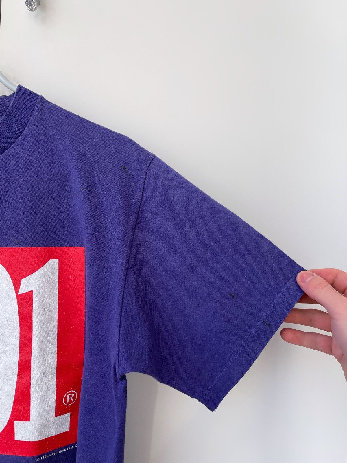 Levi's × Vintage Vintage 1992 Levi's 501 Single Stitch Streetwear Purple Tee Size US M / EU 48-50 / 2 - 9 Thumbnail