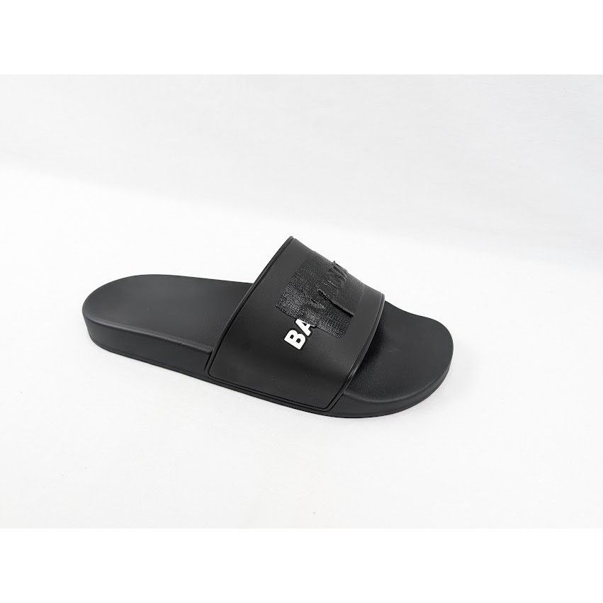 Balenciaga o1rshd1 Pool Logo Slides in Black/White Size US 12 / EU 45 - 2 Thumbnail