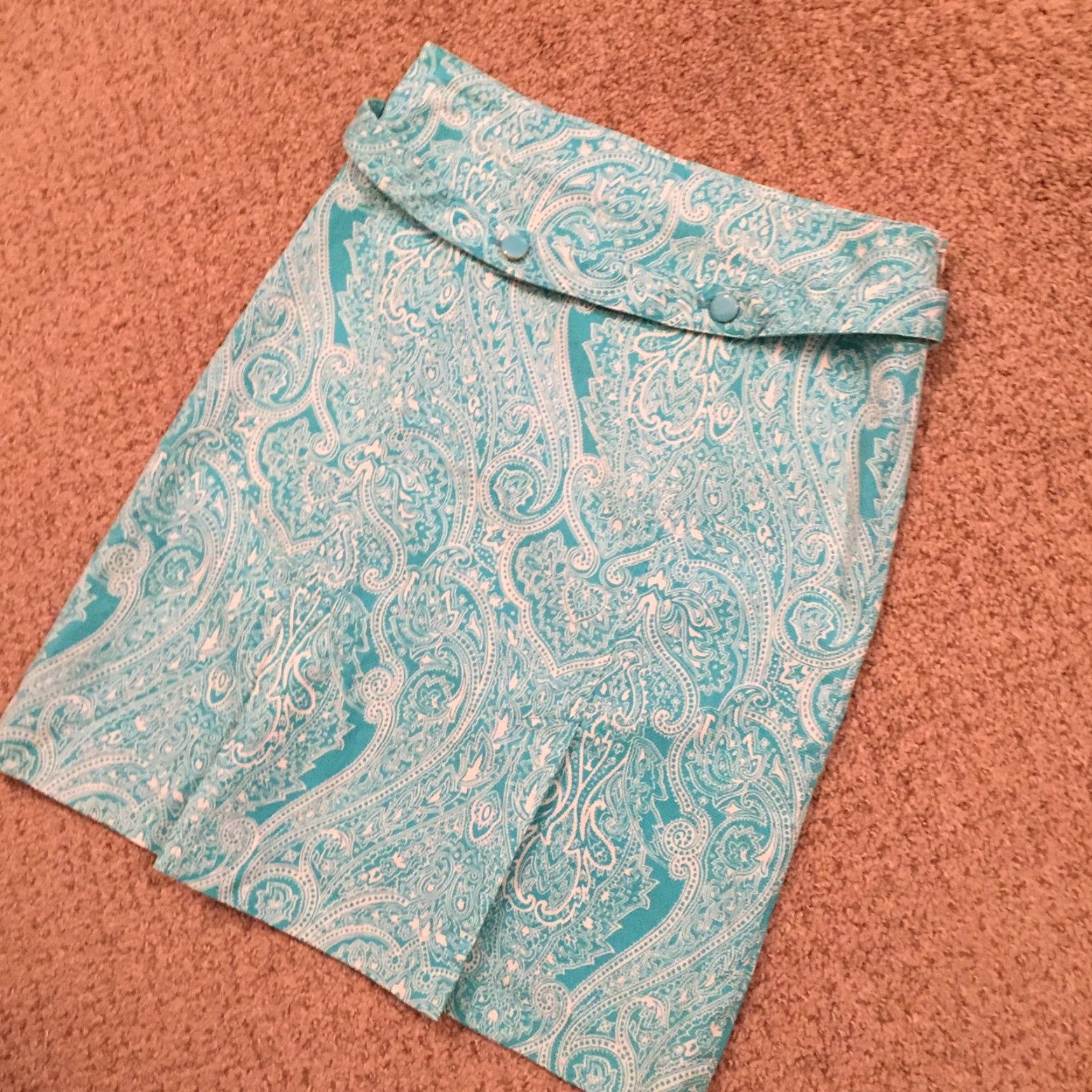 Talbots Talbots Skirt Women Size 6 Blue Paisley Belted Pencil Knee Length Unlined Size 28" / US 6 / IT 42 - 2 Thumbnail