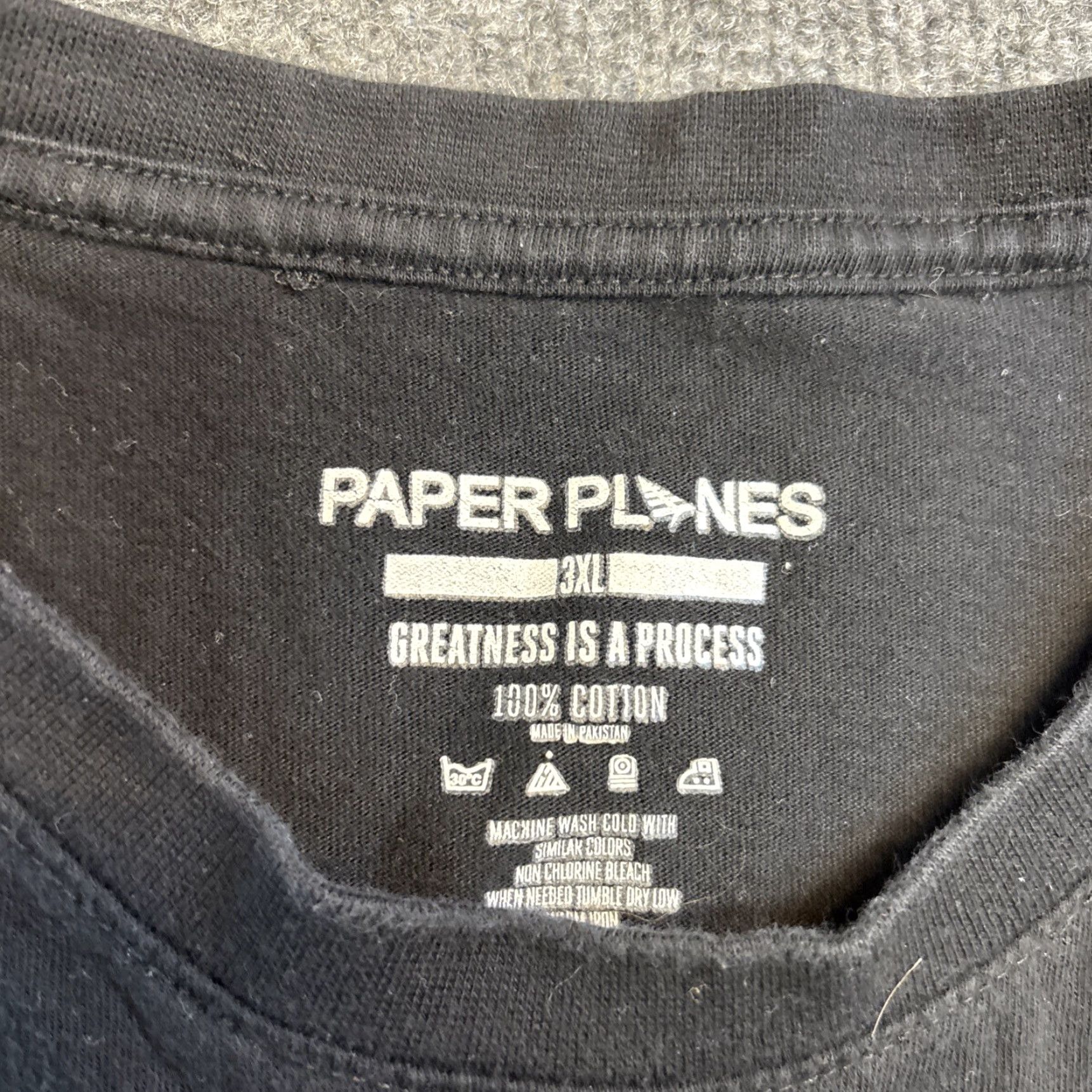 Vintage PAPER PLANES T-Shirt Black 3XL Diamond Stripes Crew Neck Men Streetwear Grunge, Reflective, Love Size US XXL / EU 58 / 5 - 3 Thumbnail