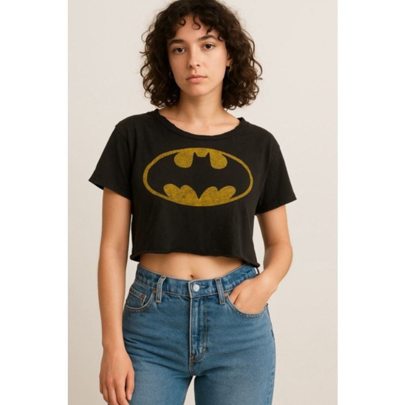 DC Comics Grunge Y2K Batman Logo Tee Black Distressed Shirt Cropped M Size M / US 6-8 / IT 42-44 - 5 Thumbnail