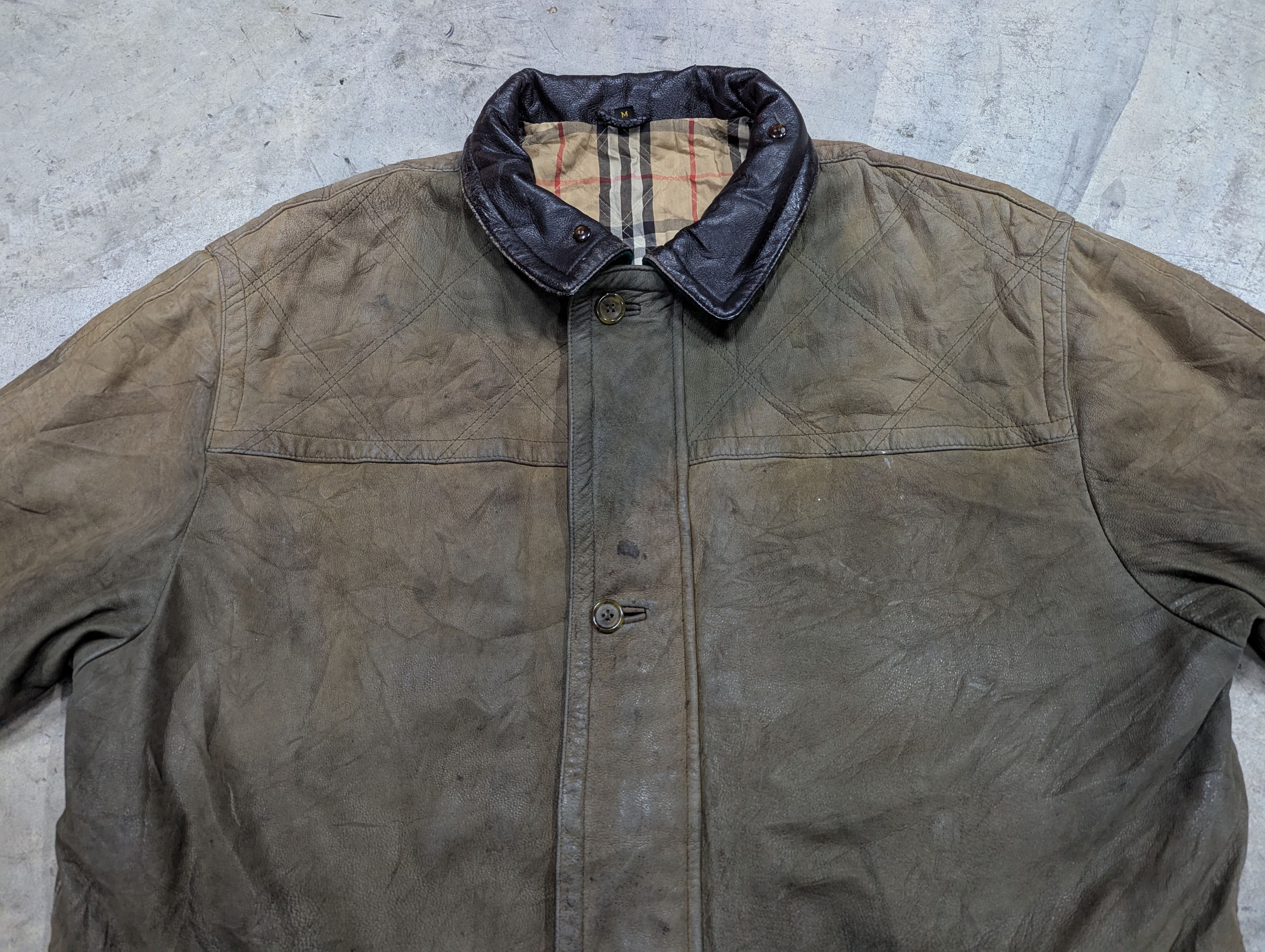 Burberry Prorsum Vintage Thrashed Burberry Prorsum Leather Field Jacket Size US M / EU 48-50 / 2 - 2 Thumbnail