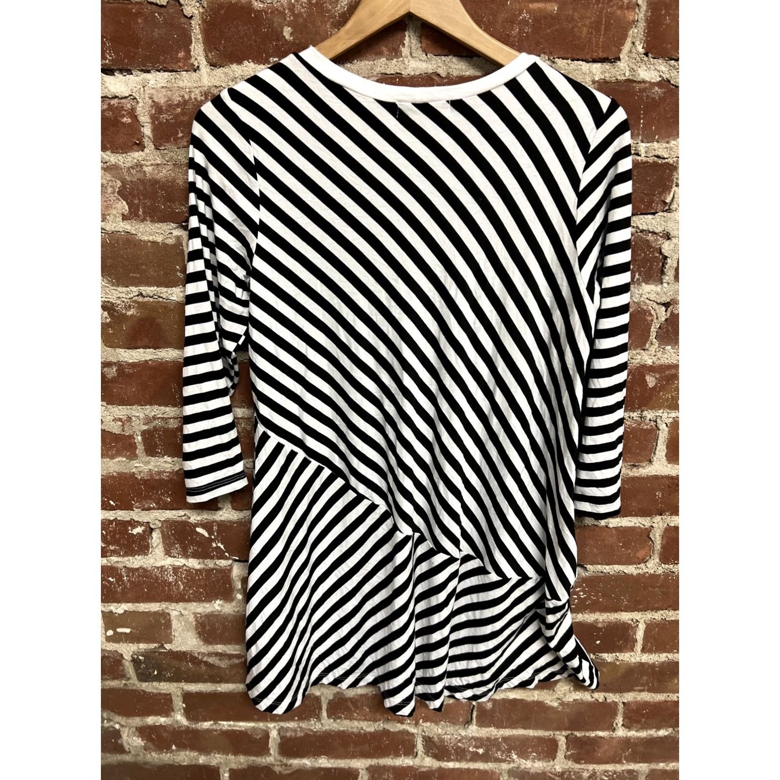Vintage VINTAGE Comfy USA Dress Shirt Womens Shift Knee Length Black White Striped Medium (33") Size 32" / US 10 / IT 46 - 3 Thumbnail