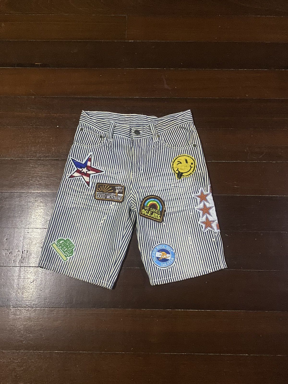 If Six Was Nine × Japanese Brand HICKORY STRIPED SHORT embroided patchwork Size US 31 - 1 Thumbnail