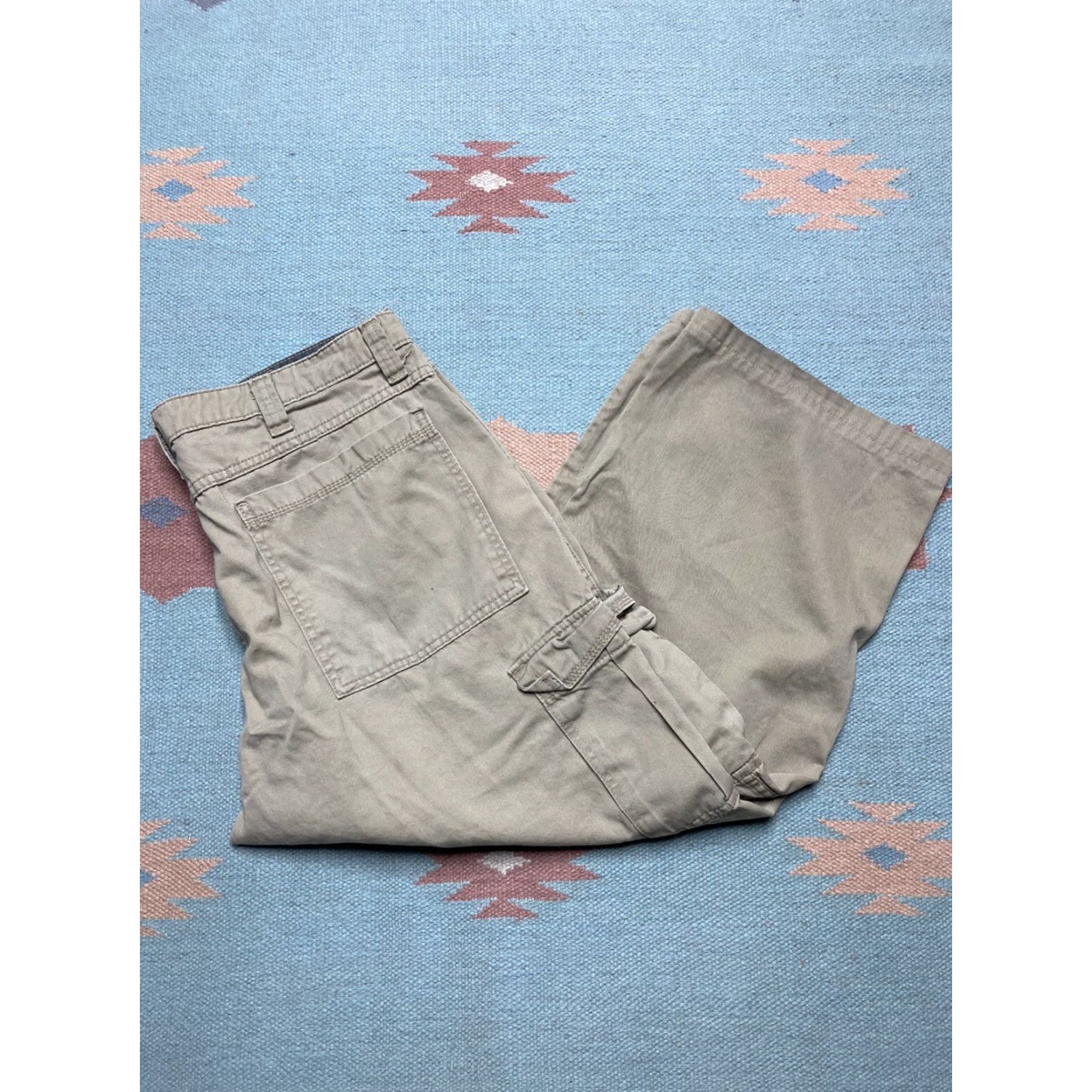 Wrangler VINTAGE Wrangler Cargo Pants Baggy Skater Relaxed Khaki Beige 36x30 Inseam 25 Mens Cargo Pants 36x25 Size US 36 / EU 52 - 2 Thumbnail