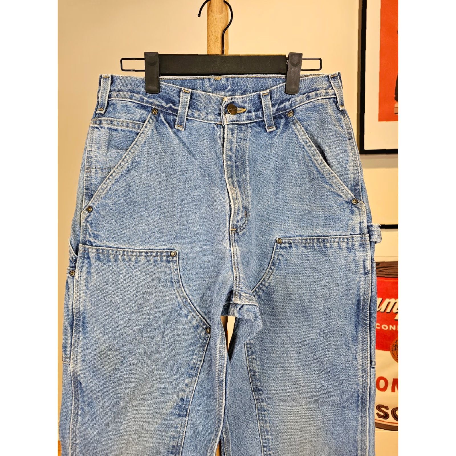 Carhartt VINTAGE Carhartt Denim DOUBLE KNEE WORK JEANS PANTS 29X30 04 Jeans Pants Blue Mens Carpenter Canvas Denim 90s 2000s Size US 29 - 2 Thumbnail