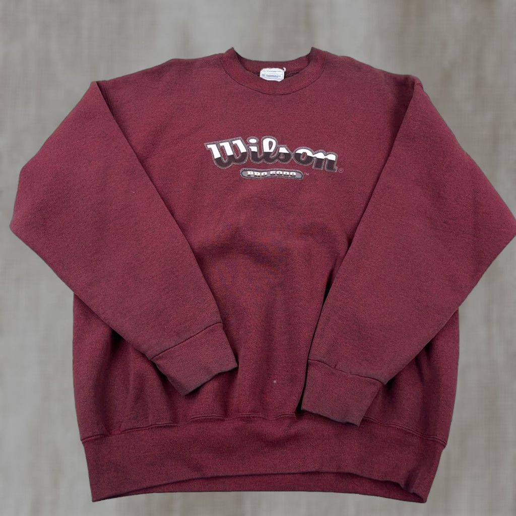 Wilson VINTAGE Wilson Sweatshirt Men 2XL Maroon Crewneck 90s Y2K Pro 5000 Logo Heavyweight All Seasons Graphic Print American Fashion Size US XXL / EU 58 / 5 - 1 Thumbnail
