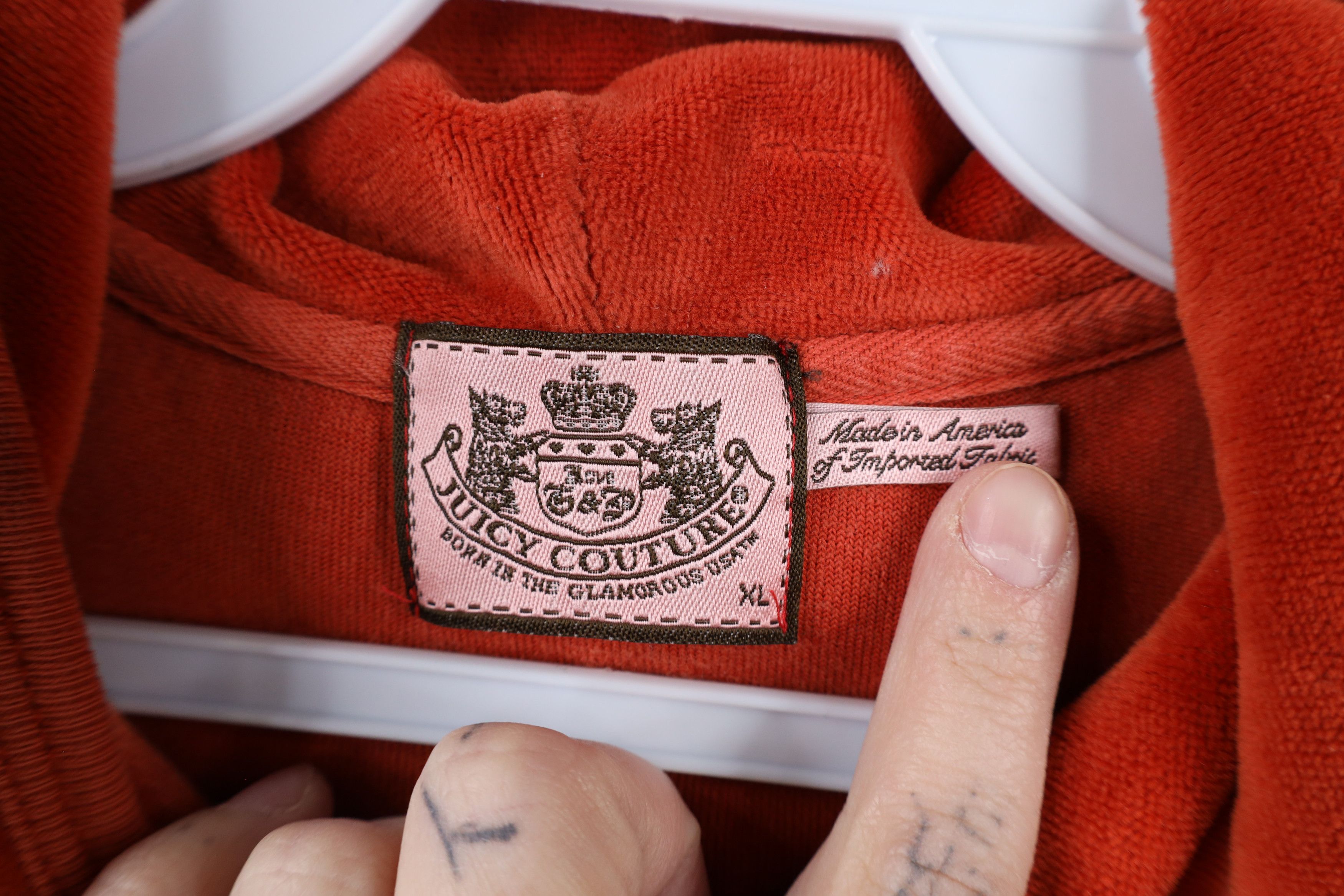 Vintage Vintage 90s Y2K Juicy Couture Velour Full Zip Hoodie Orange Size XL / US 12-14 / IT 48-50 - 9 Thumbnail