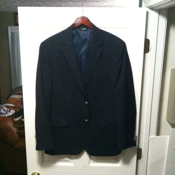 Jos. A. Bank JOS.A.BANK MENS NAVY 100%WOOL SPORT COAT JACKET SIZE:43R Size 42R - 5 Thumbnail