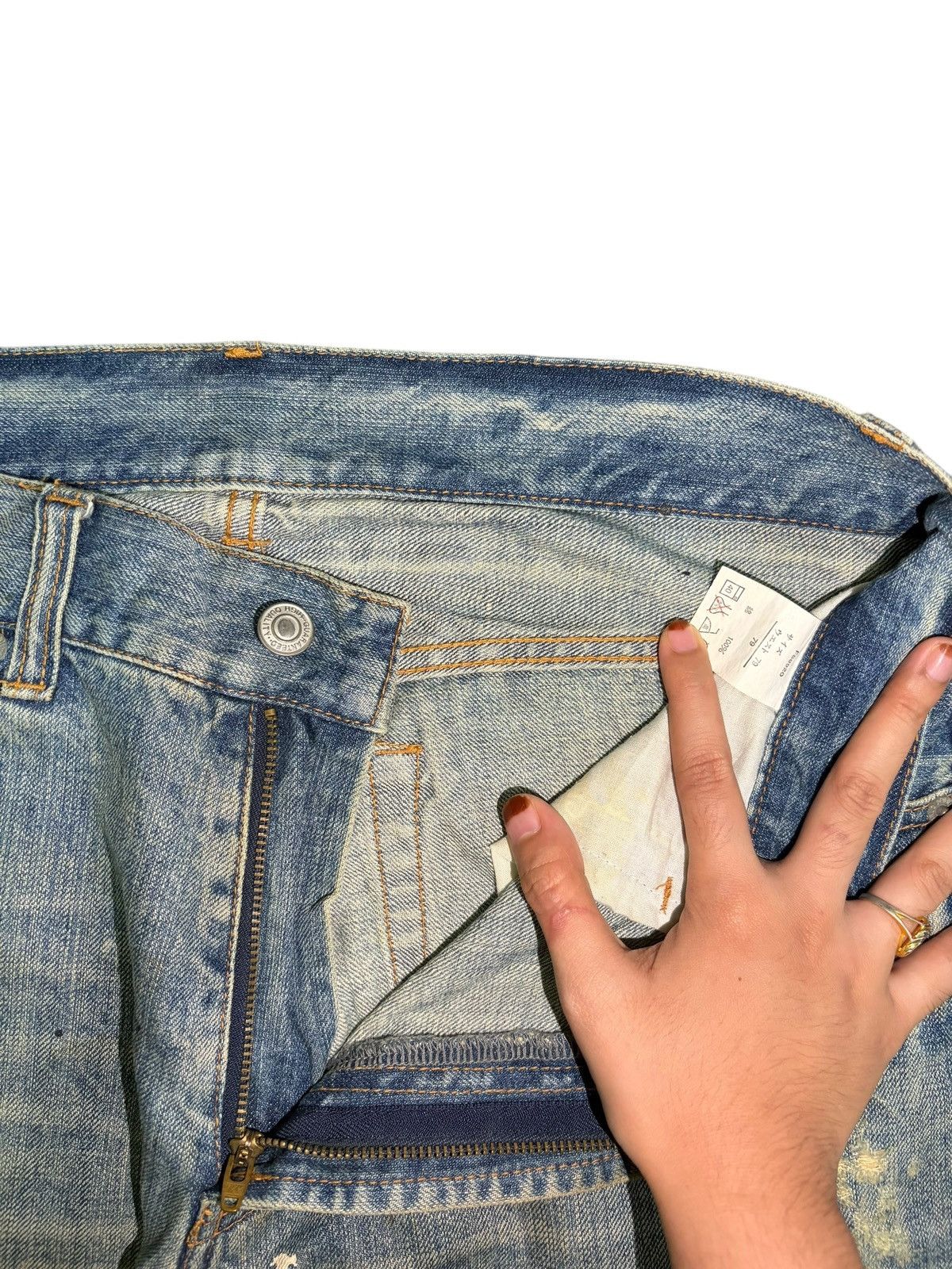 JNCO Vintage Japanese Brand Mud Wash Painted Distress Jean Shorts Size US 32 / EU 48 - 5 Thumbnail