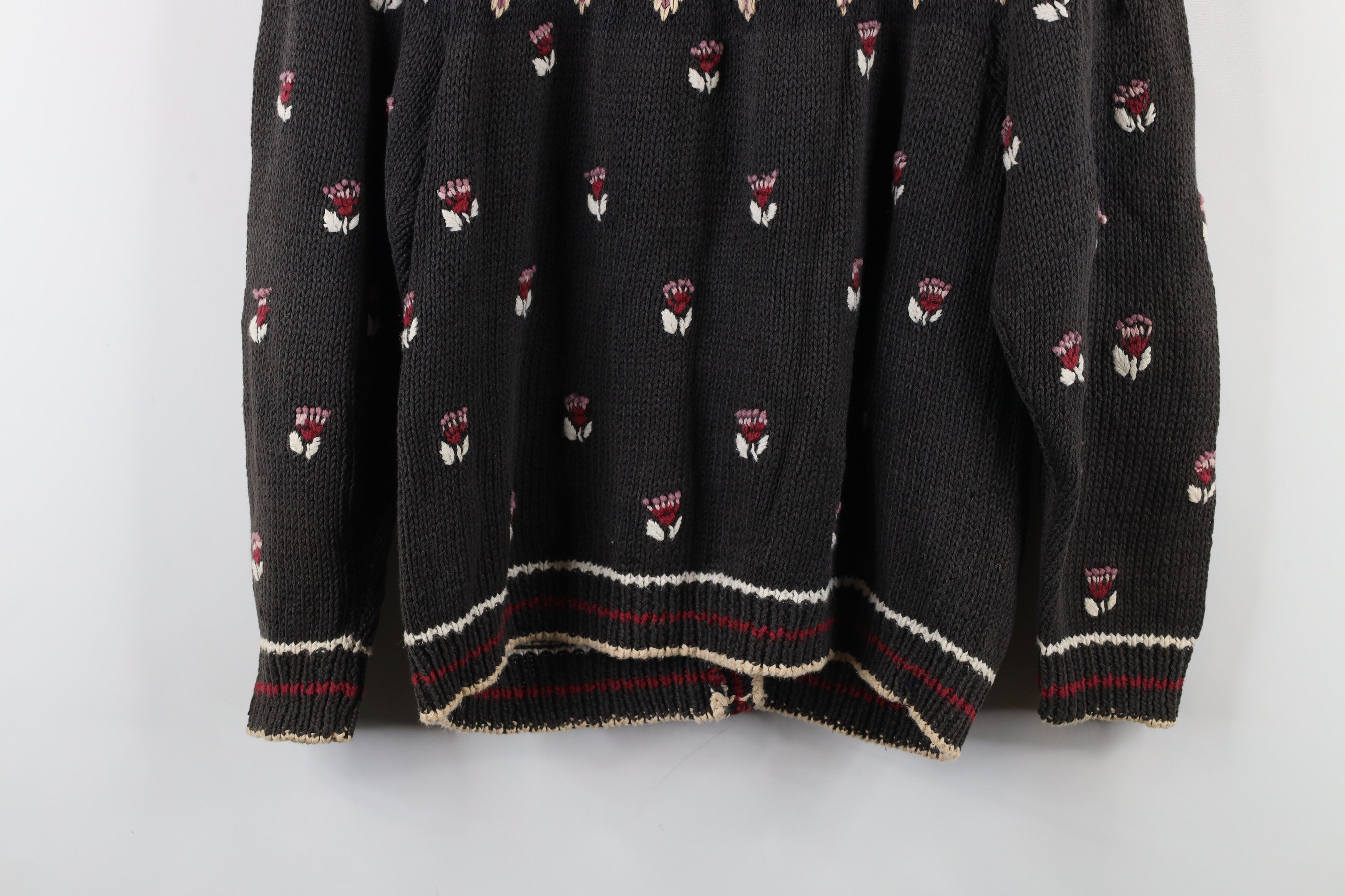 Vintage Vintage 90s Farmhouse Flower Fair Isle Knit Cardigan Sweater Size M / US 6-8 / IT 42-44 - 15 Thumbnail