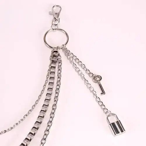 Other 3 Layer Silver Color Lock Key Tassel Chain Size ONE SIZE - 3 Thumbnail