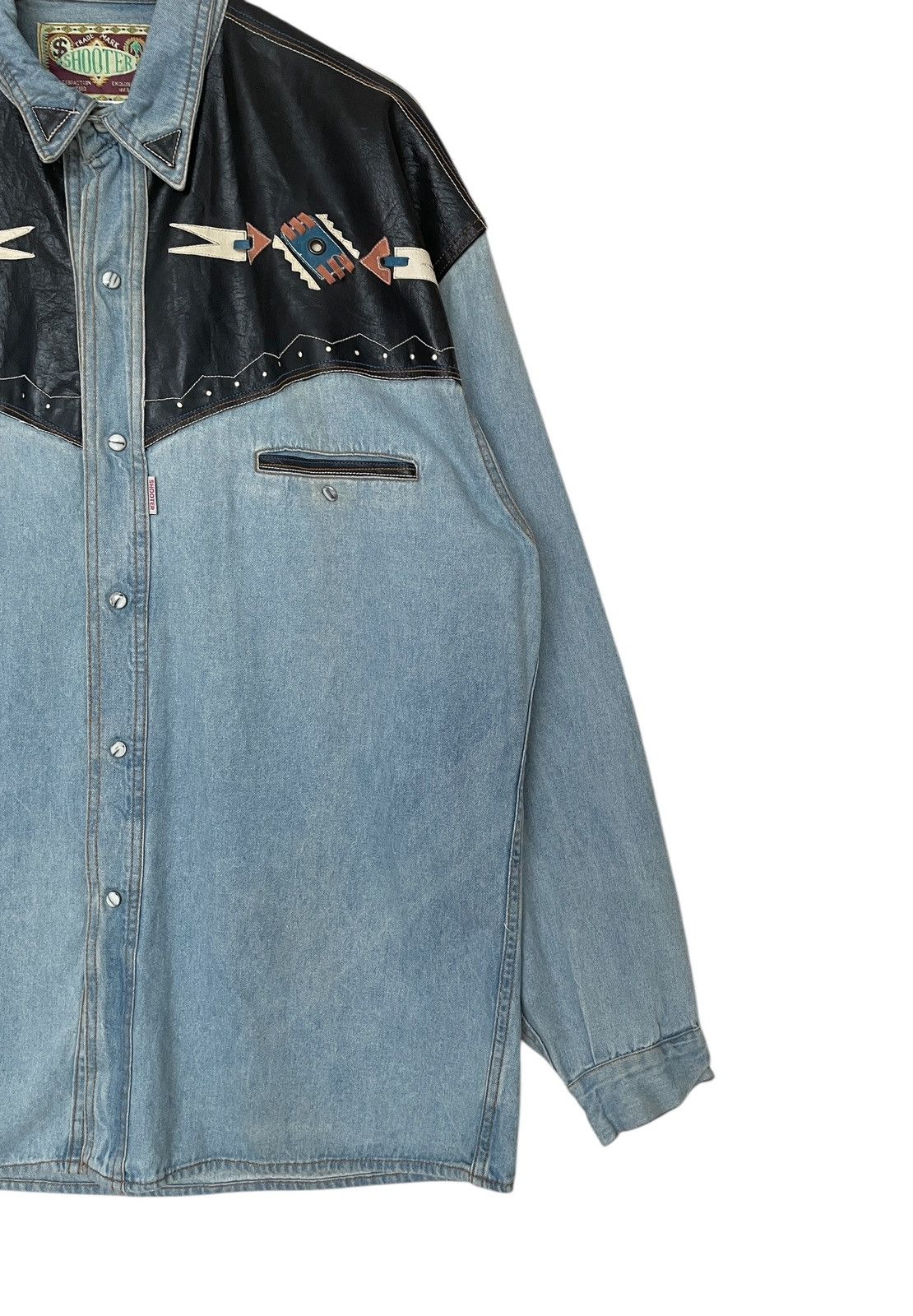 Japanese Brand × Vintage Vintage Shooter Western Denim Shirt 1980s Size US M / EU 48-50 / 2 - 4 Thumbnail