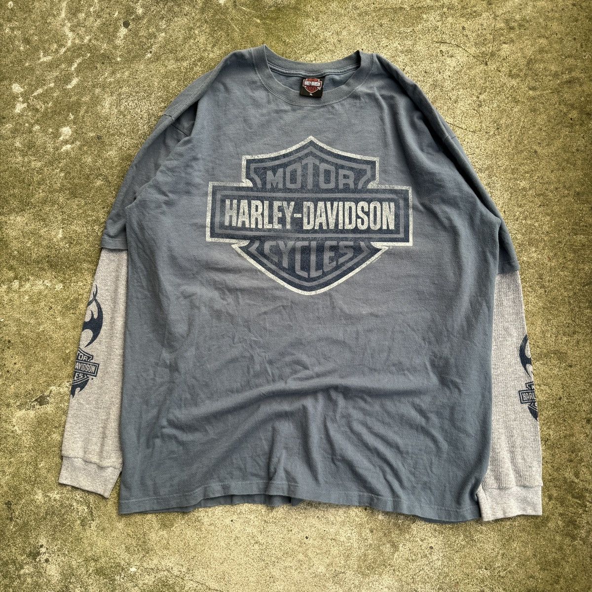 Harley Davidson Harley Faded Metal Flame Longsleeve Thermal Shirt ERD Grunge Size US XXL / EU 58 / 5 - 1 Thumbnail