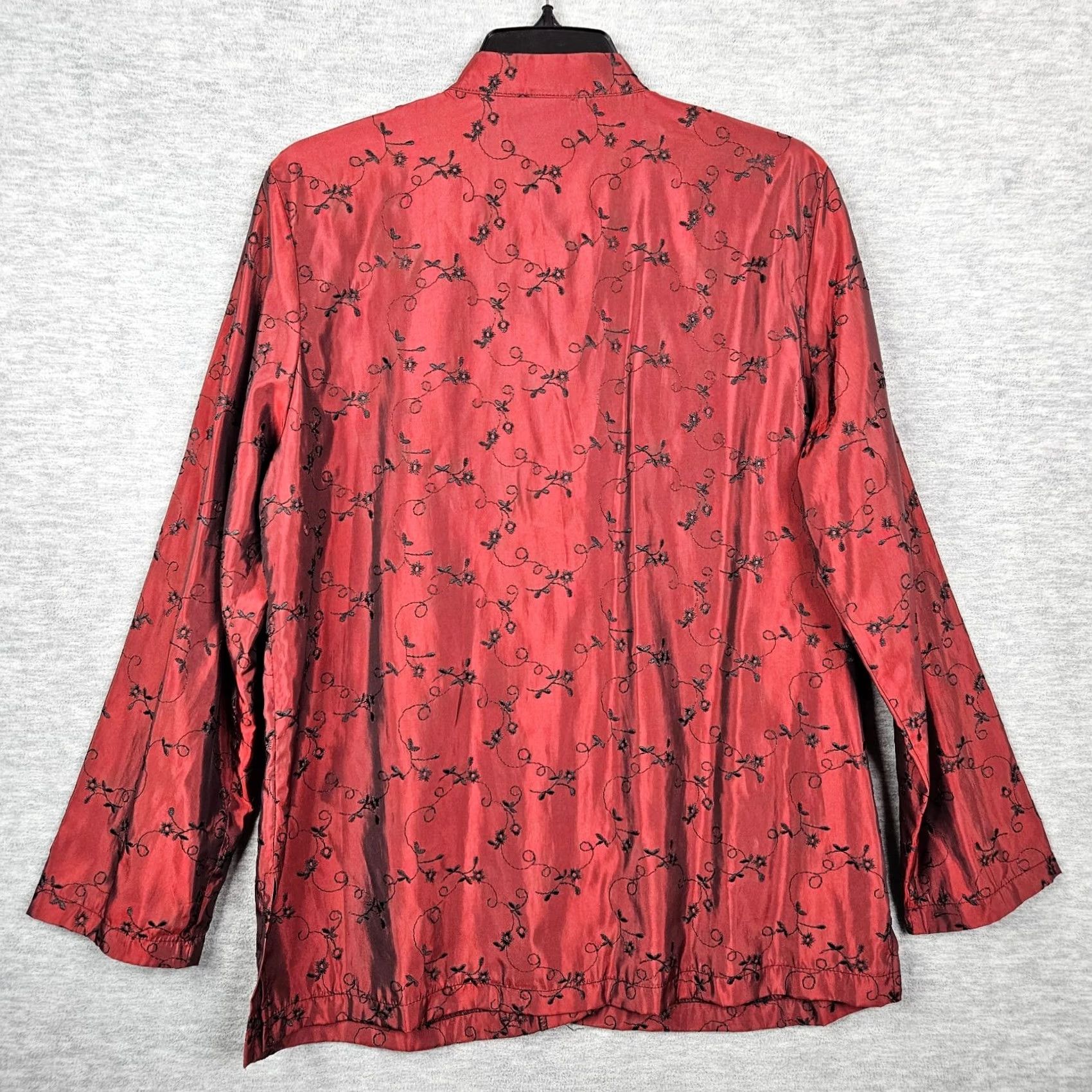Vintage Caribe Shirt Women's Red Floral Embroidered Button-Up Long Sleeve Sz S Size S / US 4 / IT 40 - 2 Thumbnail