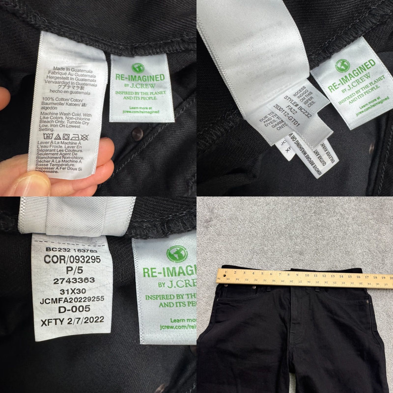J.Crew J.Crew Jeans Mens 31x30 Black Denim Straight Leg Cotton Casual Stretch Size US 31 - 8 Thumbnail