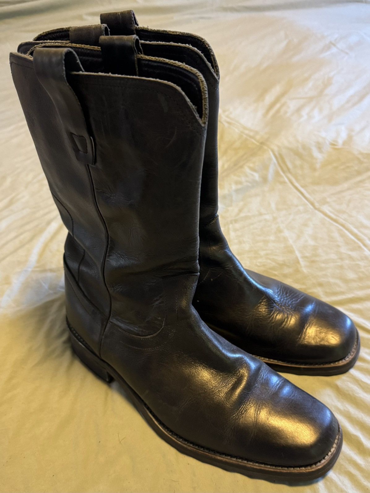 John Varvatos Size 10 Leather Pull Up Boots Oil Resistant Men Used John Varvatos Slip Resistant Boots for Men for Sale | Shop  main image 4