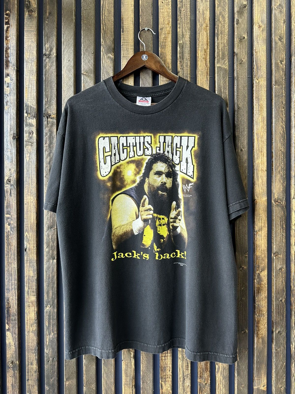 Image of Crazy Vintage 90’S Cactus Jack Wwf Wrestling Shirt in Black, Men's (Size XL)