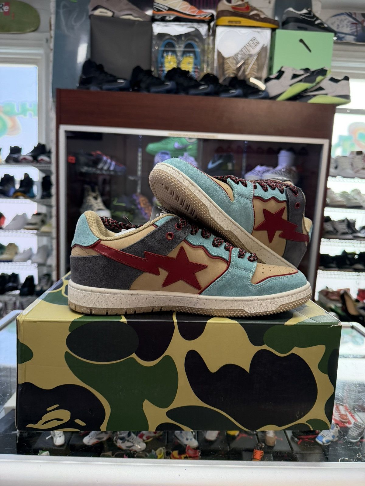 Bape Bape Skateskas (Beige/teal/marroon) Size US 10 / EU 43 - 2 Thumbnail