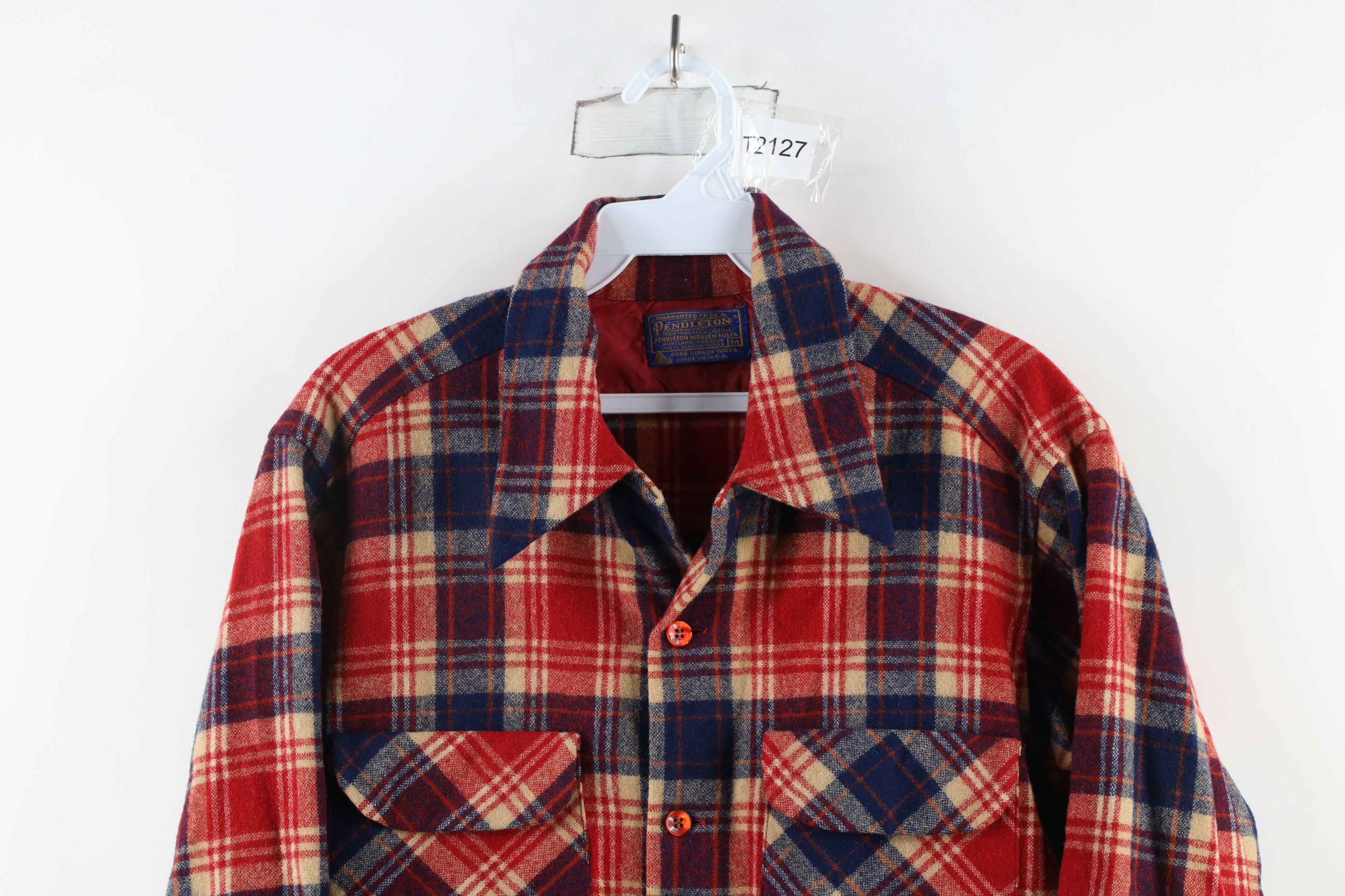 Vintage 60s 70s Pendleton Collar Wool Board Button Shirt USA