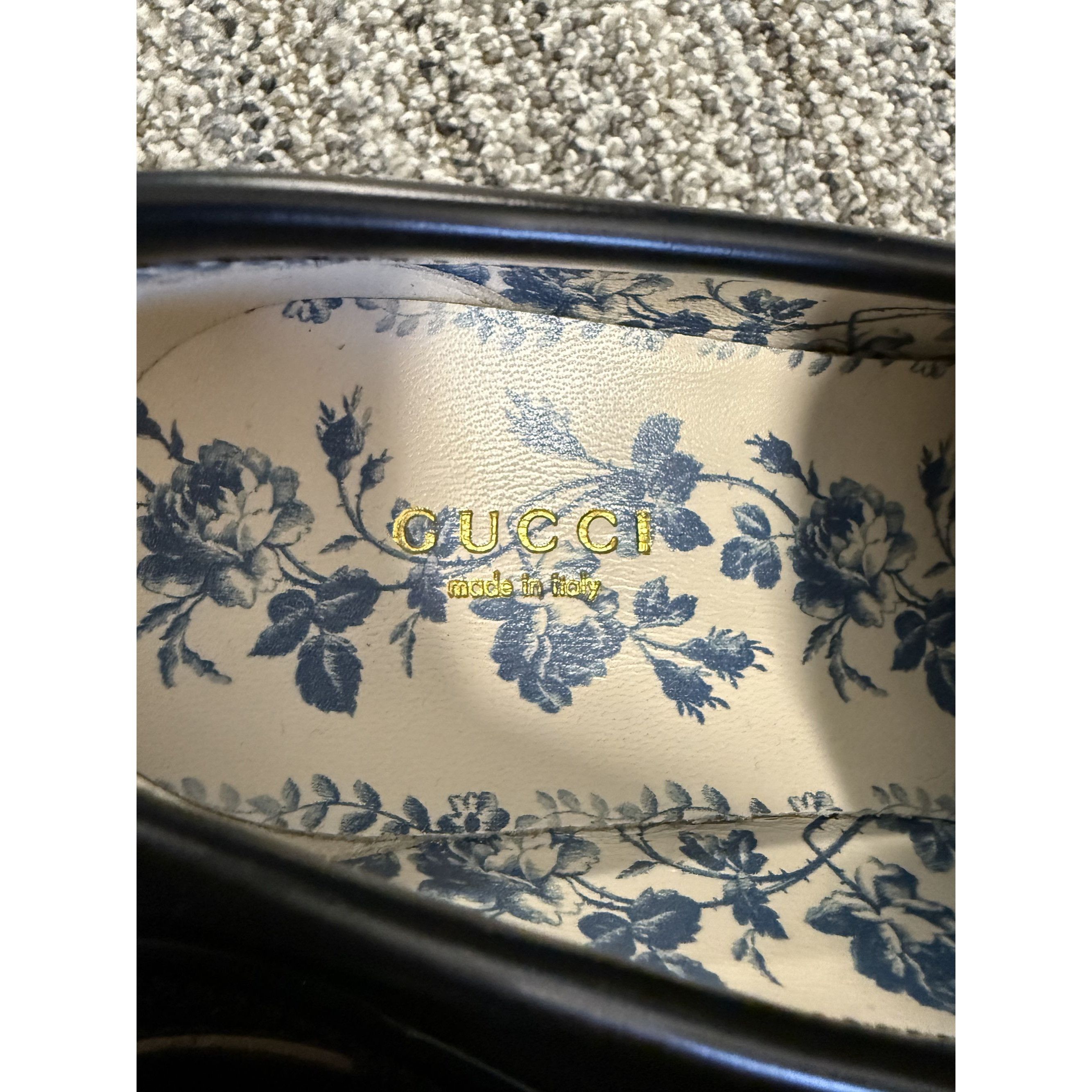 Gucci Gucci Womens Black Leather Horsebit Loafers With Embroidered Size US 8 / IT 38 - 6 Thumbnail