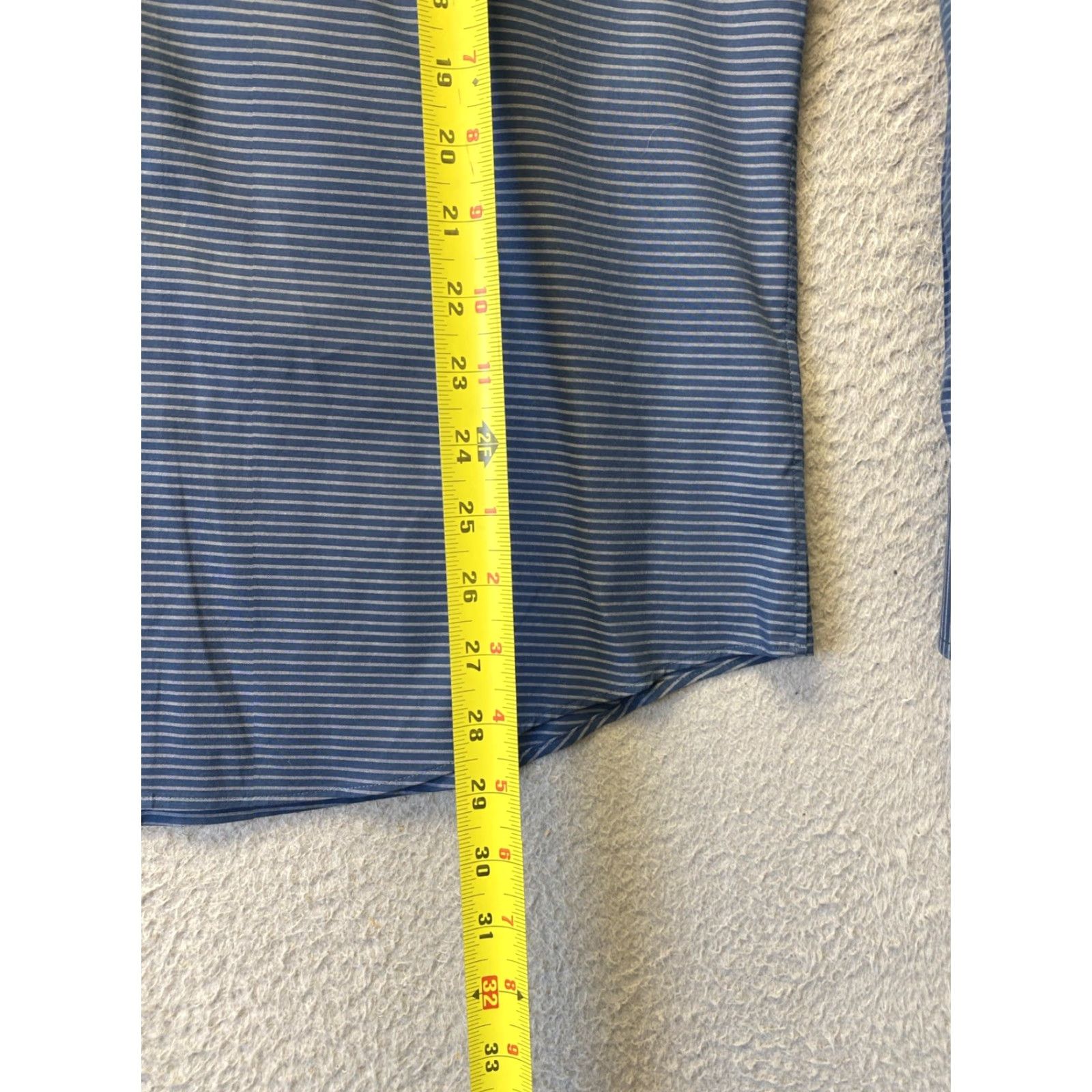 Vintage Calibrate Dress Shirt Men 15.5 Slim Indigo Striped Non-Iron Stretch 34/35 Button Collar Long Sleeve Modern Business Mens Size US M / EU 48-50 / 2 - 6 Thumbnail