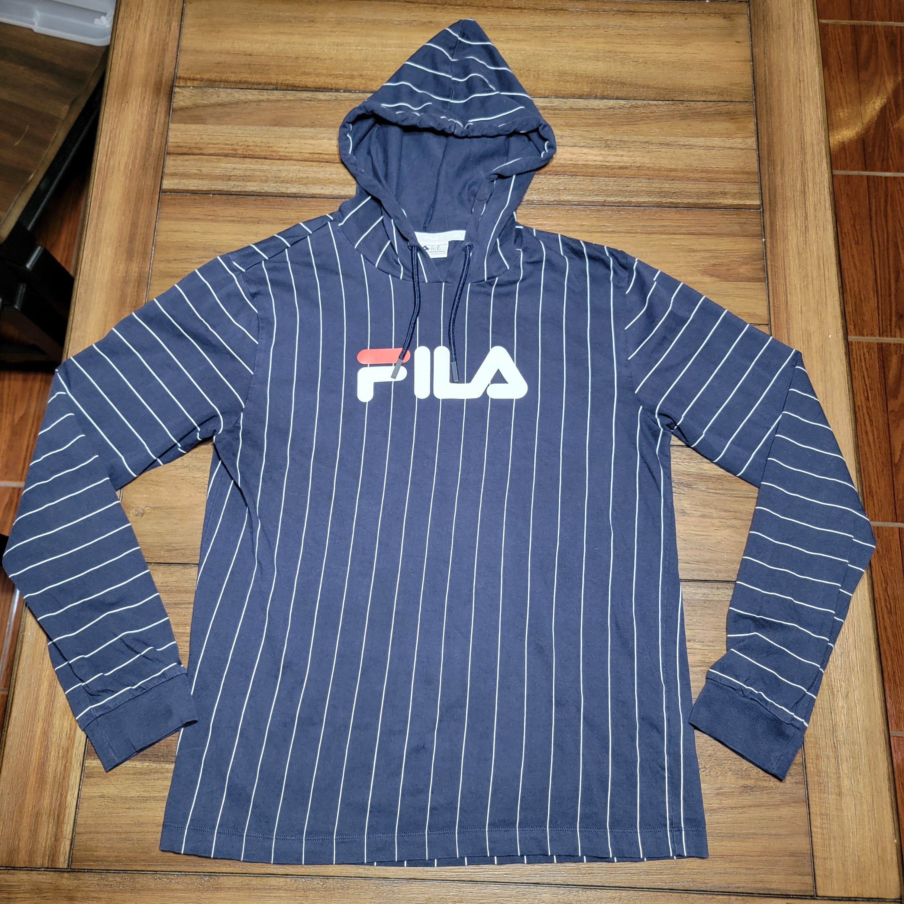 Fila Fila LS Hoodie Navy w/ White Stripe Tee - Size Medium Size M / US 6-8 / IT 42-44 - 1 Thumbnail