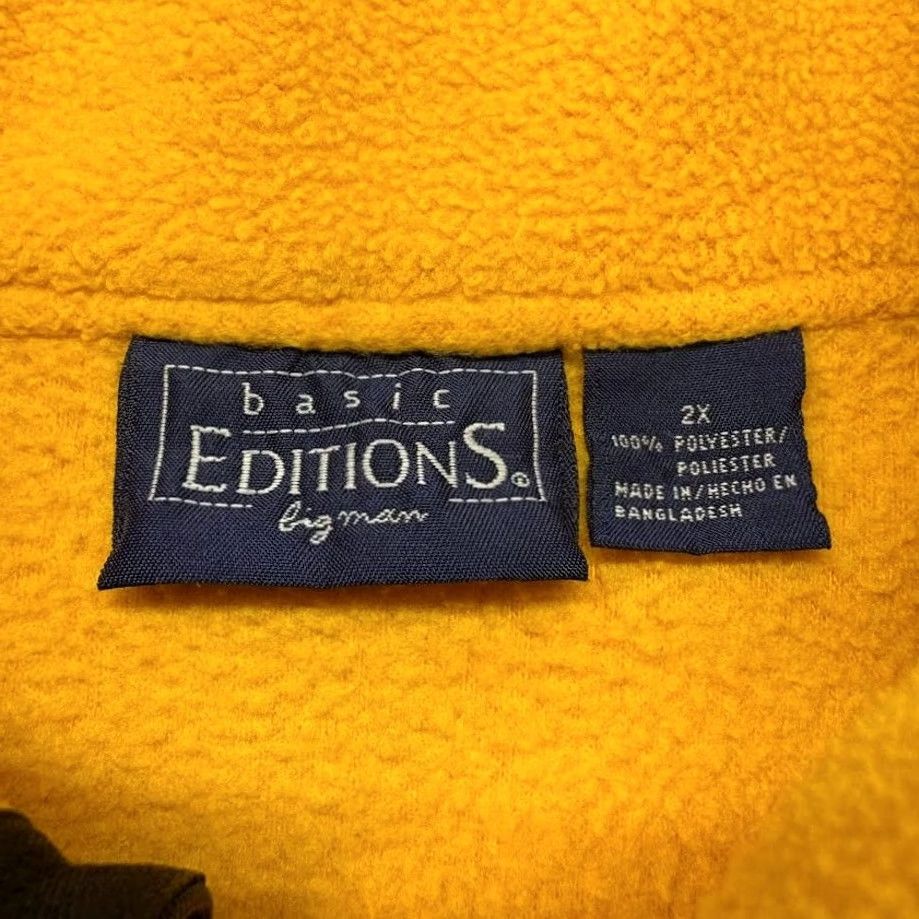 Basic Editions VINTAGE Basic Editions Big Man Full Zip Fleece Vest Yellow Gold 2XL Men XXL Size Vest Zip Solid Polyester 90s Football Winter Throwback Mens Size US XXL / EU 58 / 5 - 4 Thumbnail