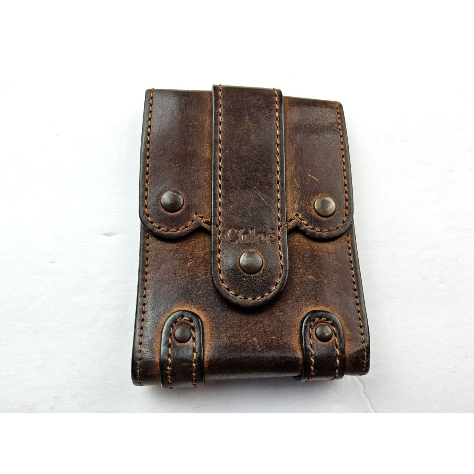 Vintage Chloé Leather Clutch Pouch Women Brown 5x3.5 Accessory Case Cigarette Cell Phone Card Holder Size ONE SIZE - 3 Thumbnail