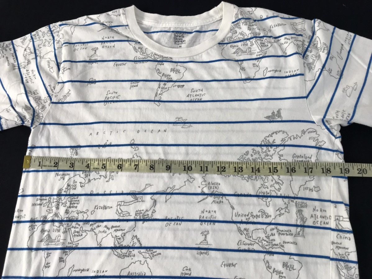 Japanese Brand Vintage Japanese Brand World Map Striped Printed Tee Size US M / EU 48-50 / 2 - 7 Thumbnail
