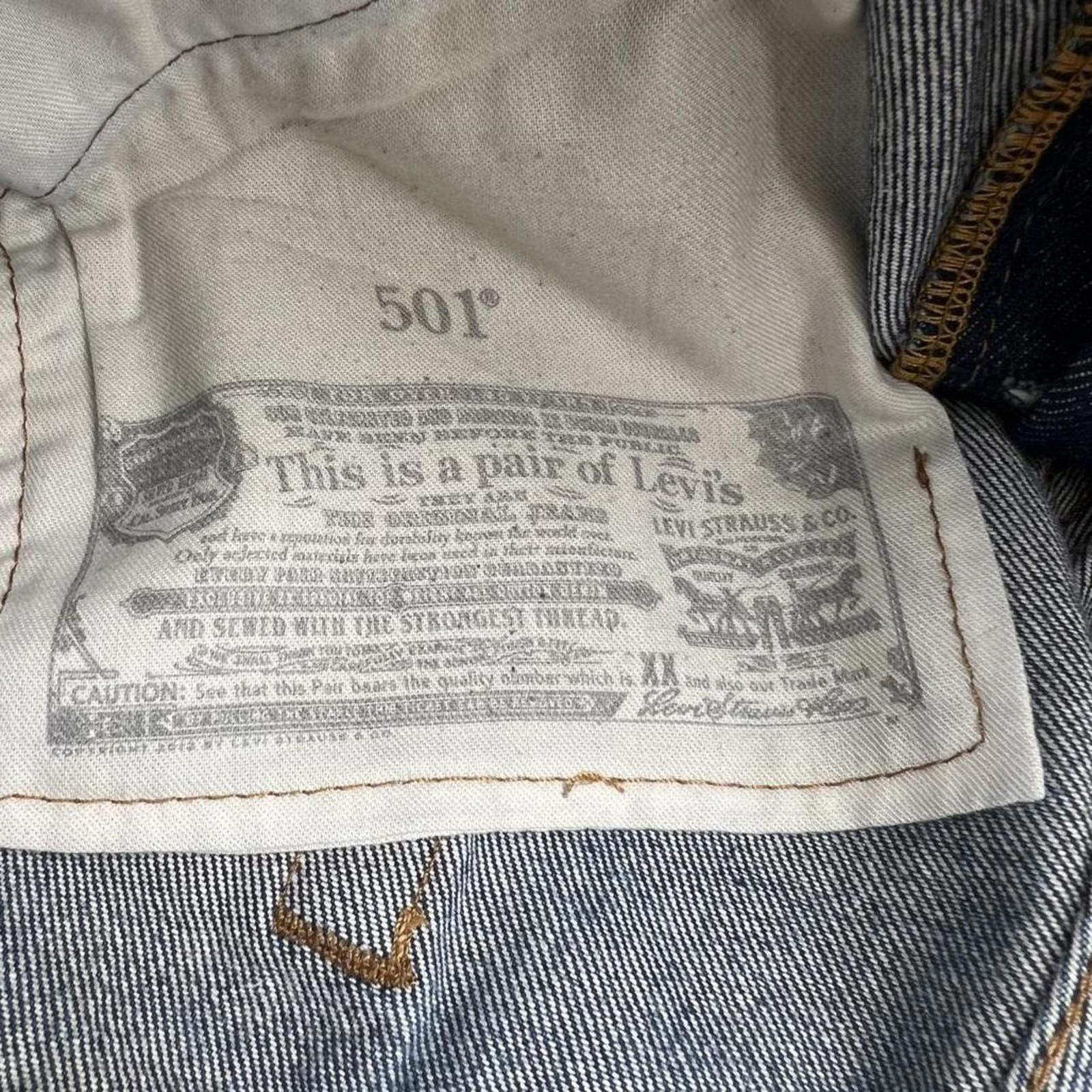 Levi's Naturally Distressed Dark Indigo Wash Levi’s Denim 501 Jeans Size US 36 / EU 52 - 8 Thumbnail