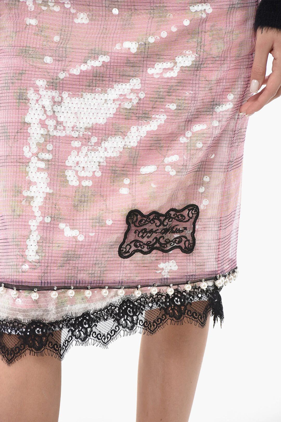 Off-White og1mm0426 Sequined Skirt in Pink Size 26" / US 2 / IT 38 - 3 Thumbnail