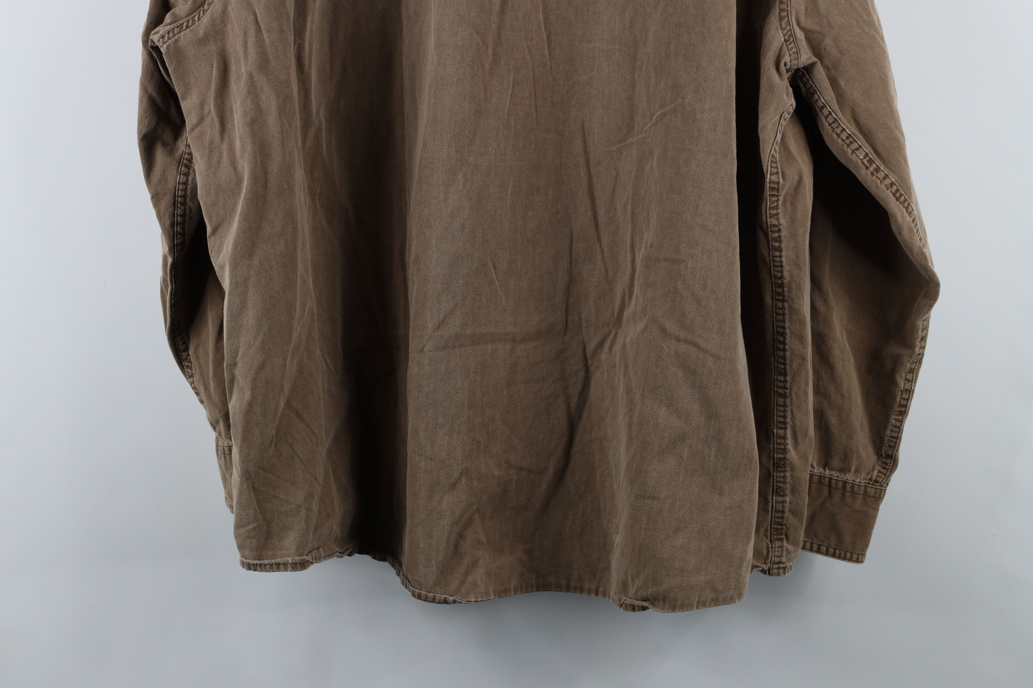 Vintage Vintage 90s Streetwear Stonewash Canvas Button Shirt Brown Size US XXL / EU 58 / 5 - 15 Thumbnail