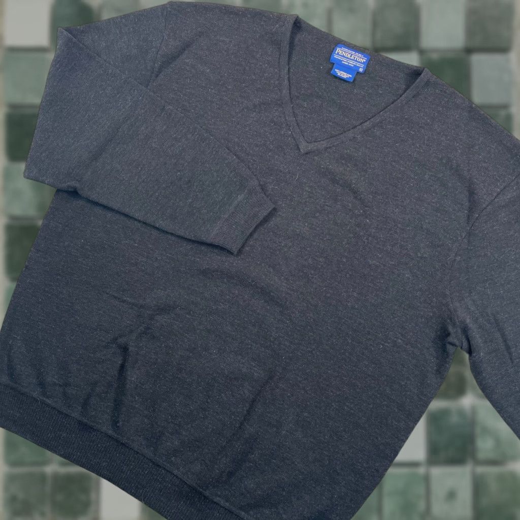 Pendleton Pendleton V Neck Sweater Men XL Grey 100% Merino Wool Long Sleeve Preppy Size US XL / EU 56 / 4 - 1 Thumbnail