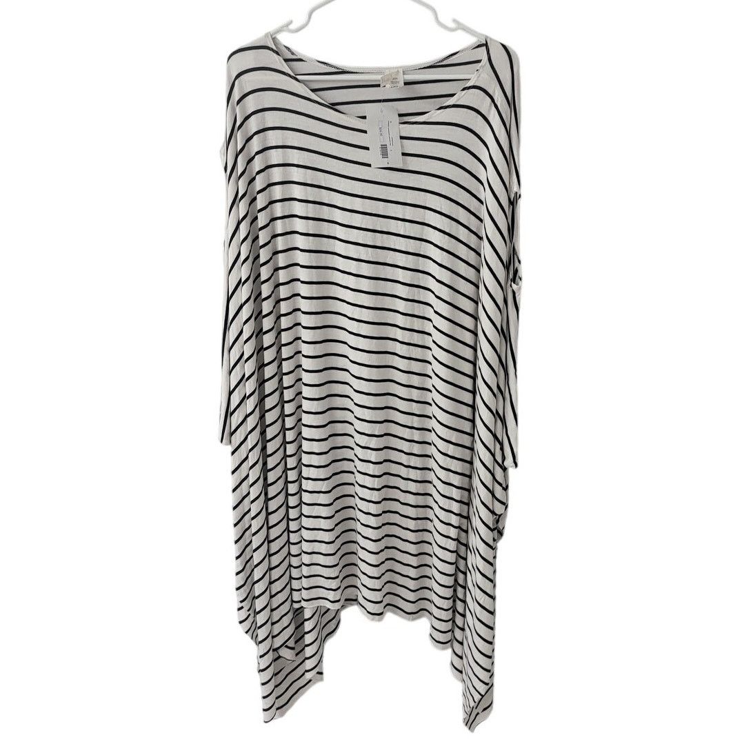 Other Love In White/Navy Striped Rayon Poncho Tee - Small Size S / US 4 / IT 40 - 1 Thumbnail
