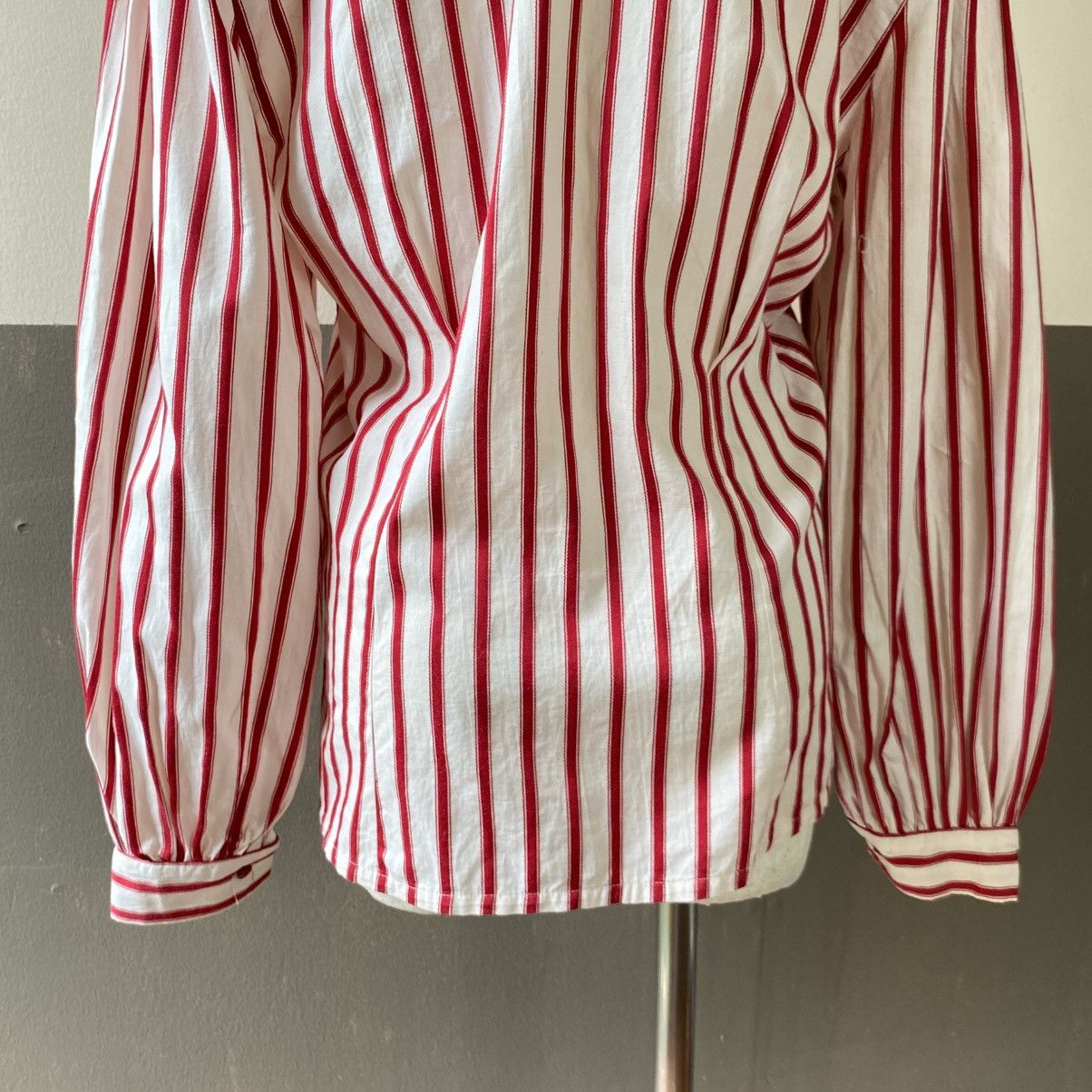 Norma Kamali Norma Kamali Red Striped Long Sleeve Blouse Size L / US 10 / IT 46 - 18 Thumbnail