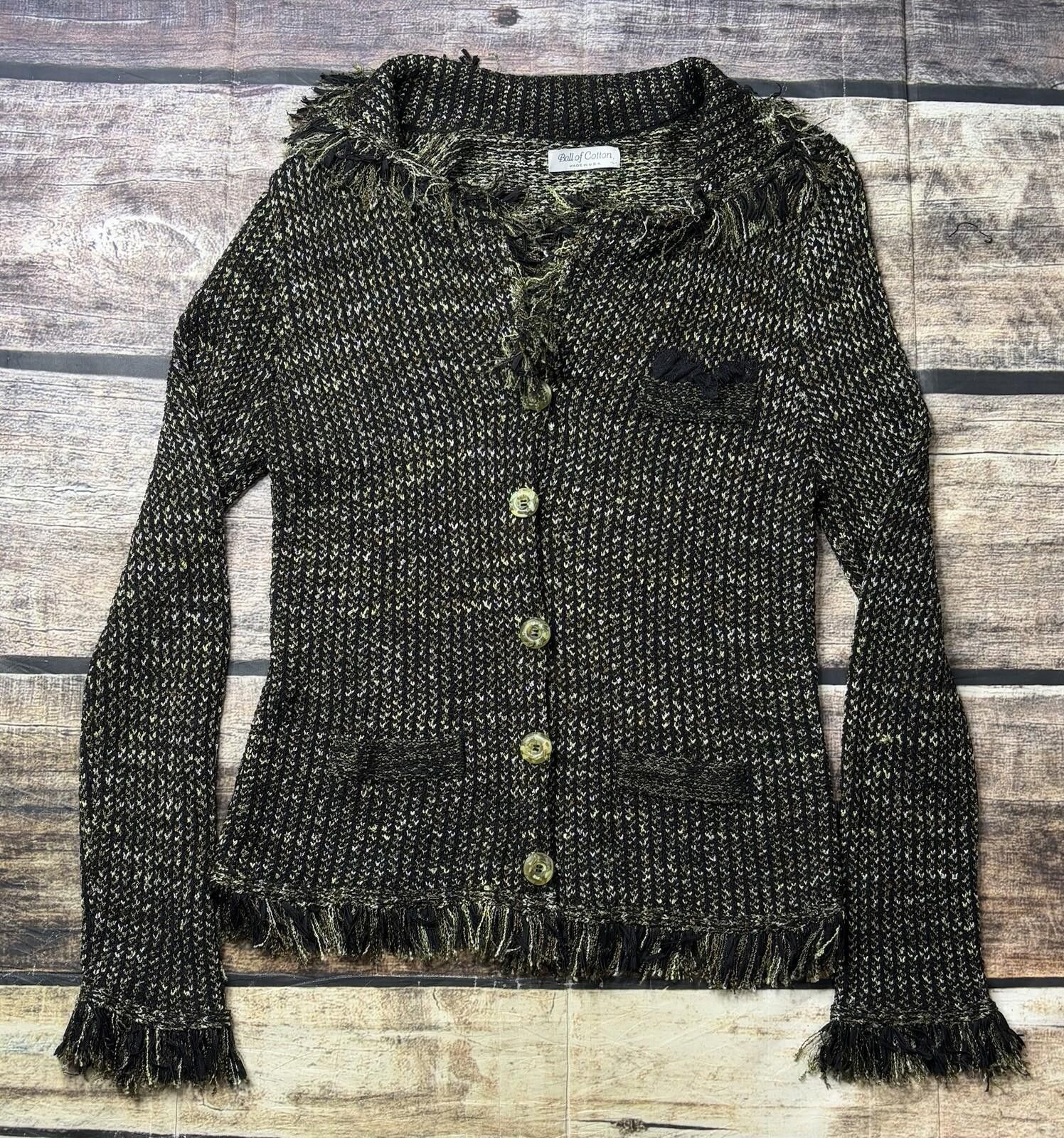 Other VTG Ball of Cotton Sweater Women Large Fringe Lace Trim Silk Size L / US 10 / IT 46 - 1 Thumbnail