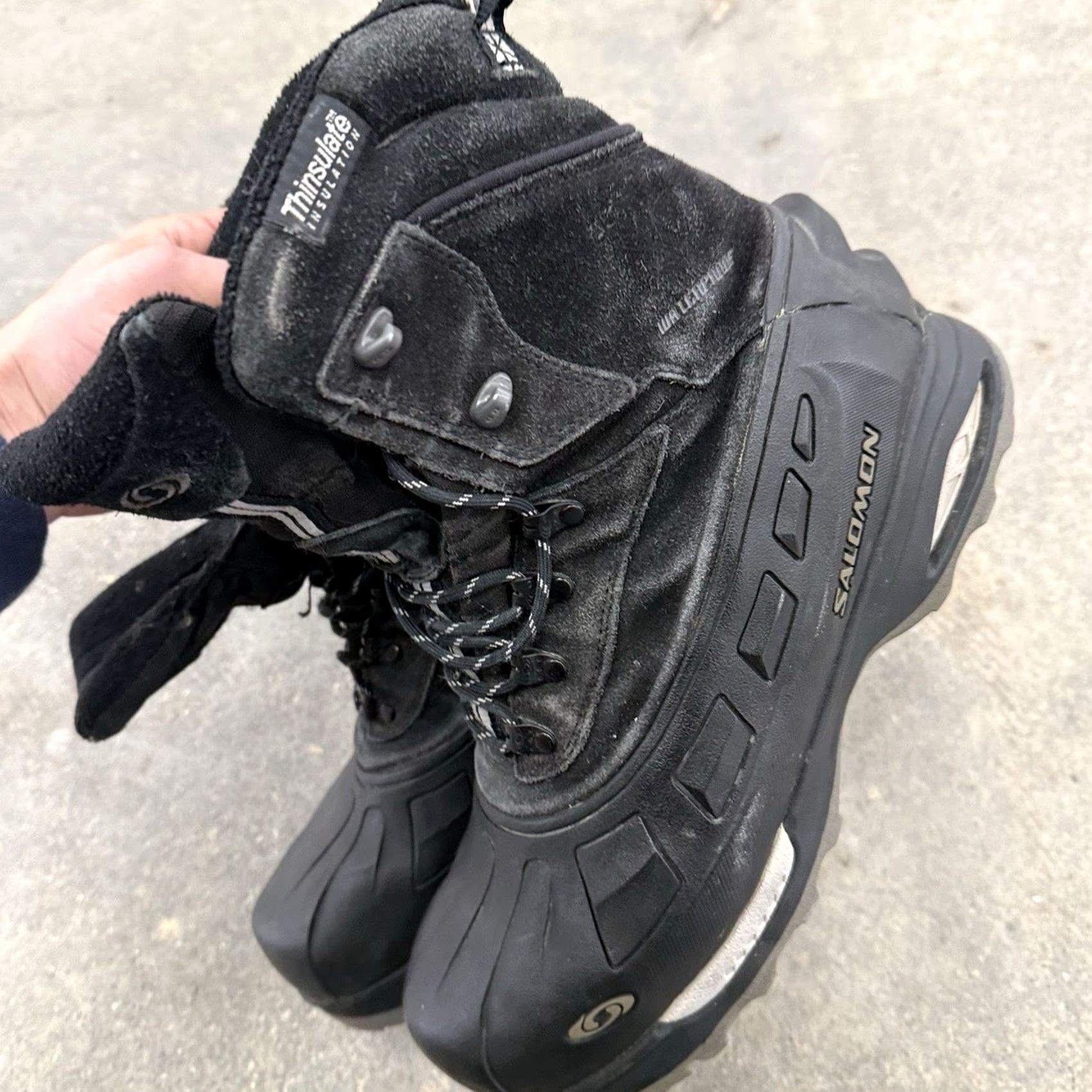 Salomon VINTAGE SALOMON Scrambler Waterproof Boots Mens Suede/Rubber Black Lace Up US 11 Size US 11 / EU 44 - 7 Thumbnail