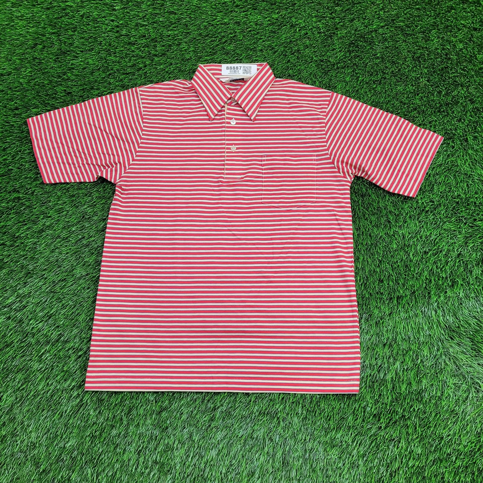 Vintage VTG 70s Manhattan Nature Knit Striped Polo Shirt Small Size US S / EU 44-46 / 1 - 1 Thumbnail