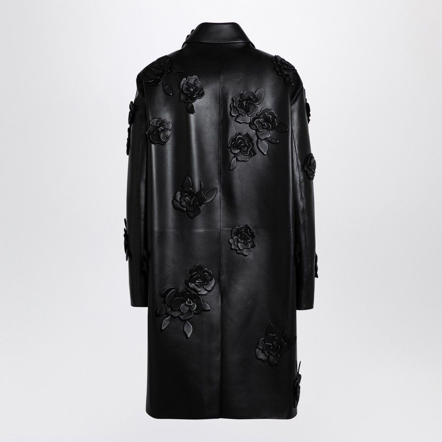 Valentino o1d2blof1024 Leather Coat in Black Size M / US 6-8 / IT 42-44 - 2 Thumbnail