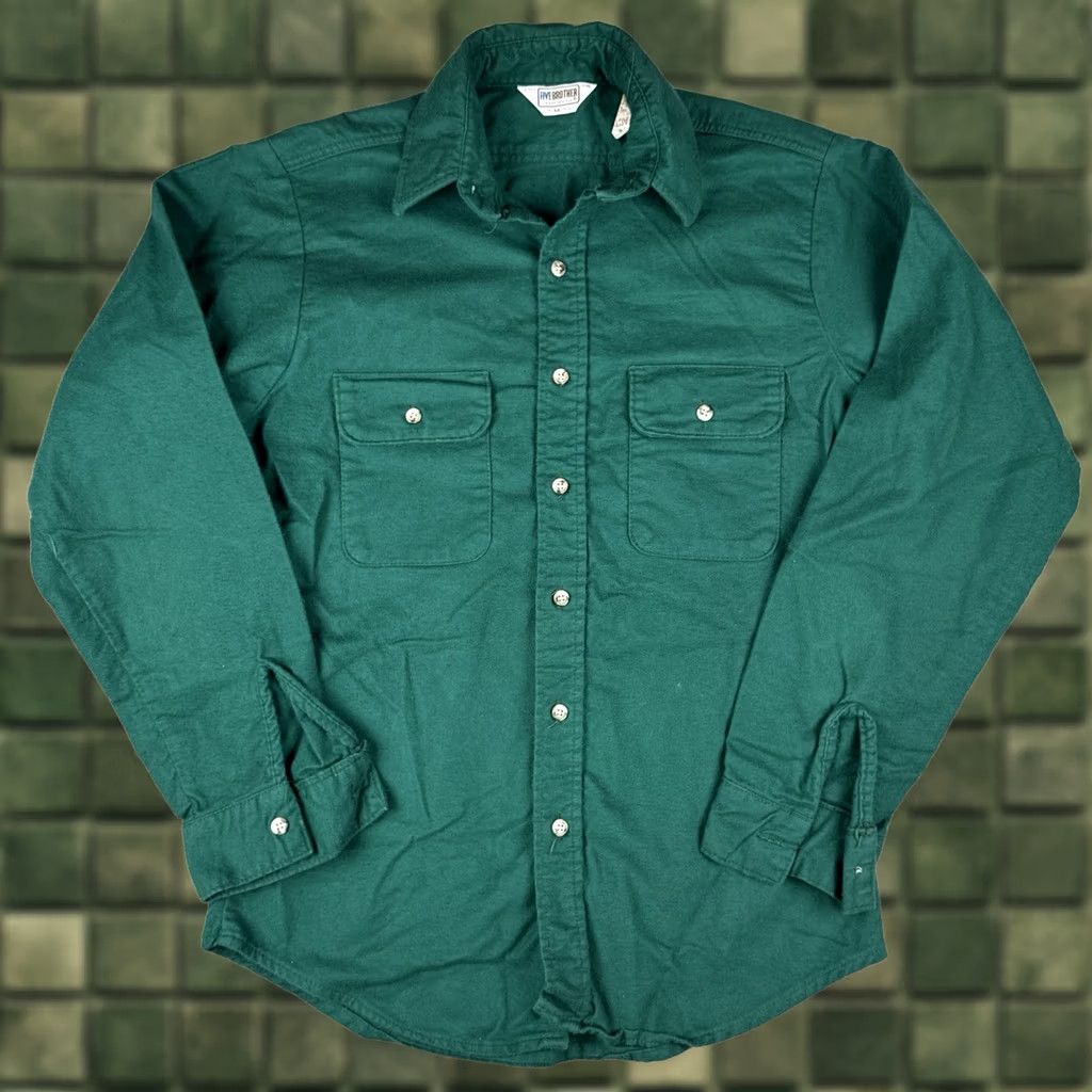 Vintage VINTAGE Five Brother Shirt Green M 80s USA Union Workwear Size US M / EU 48-50 / 2 - 1 Thumbnail