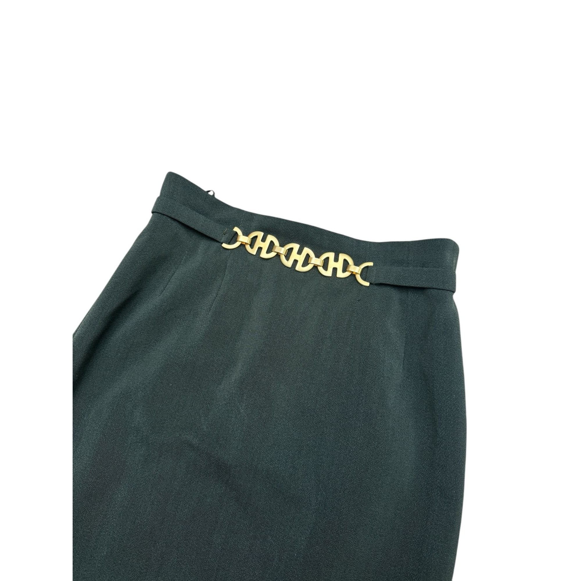 Celine Vintage Kaki Wool Skirt Size 30" / US 8 / IT 44 - 2 Thumbnail