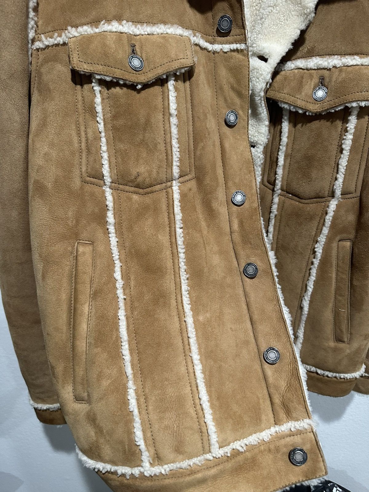 Saint Laurent Paris Suede Shearling Trucker Jacket 58 Size US XXL / EU 58 / 5 - 4 Thumbnail