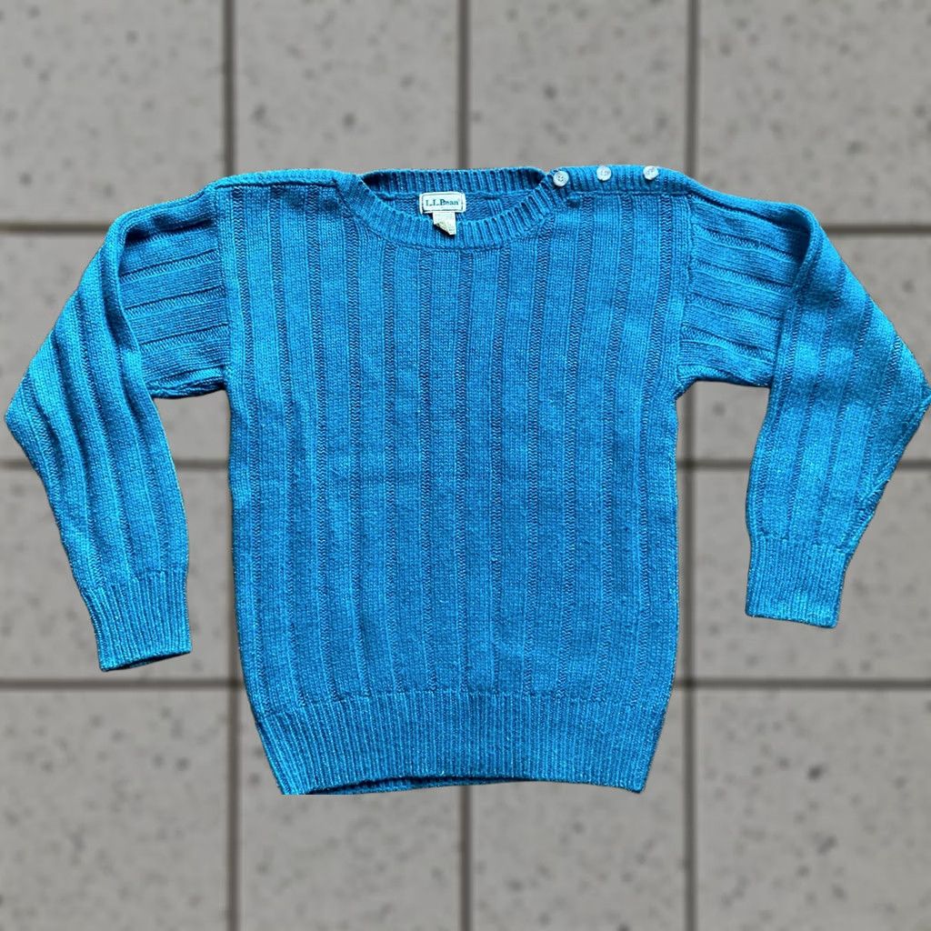 Vintage VINTAGE L.L. Bean Sweater Women M Turquoise Silk Wool Nylon Knit Long Sleeve Pullover Knitwear Medium Size M / US 6-8 / IT 42-44 - 1 Thumbnail